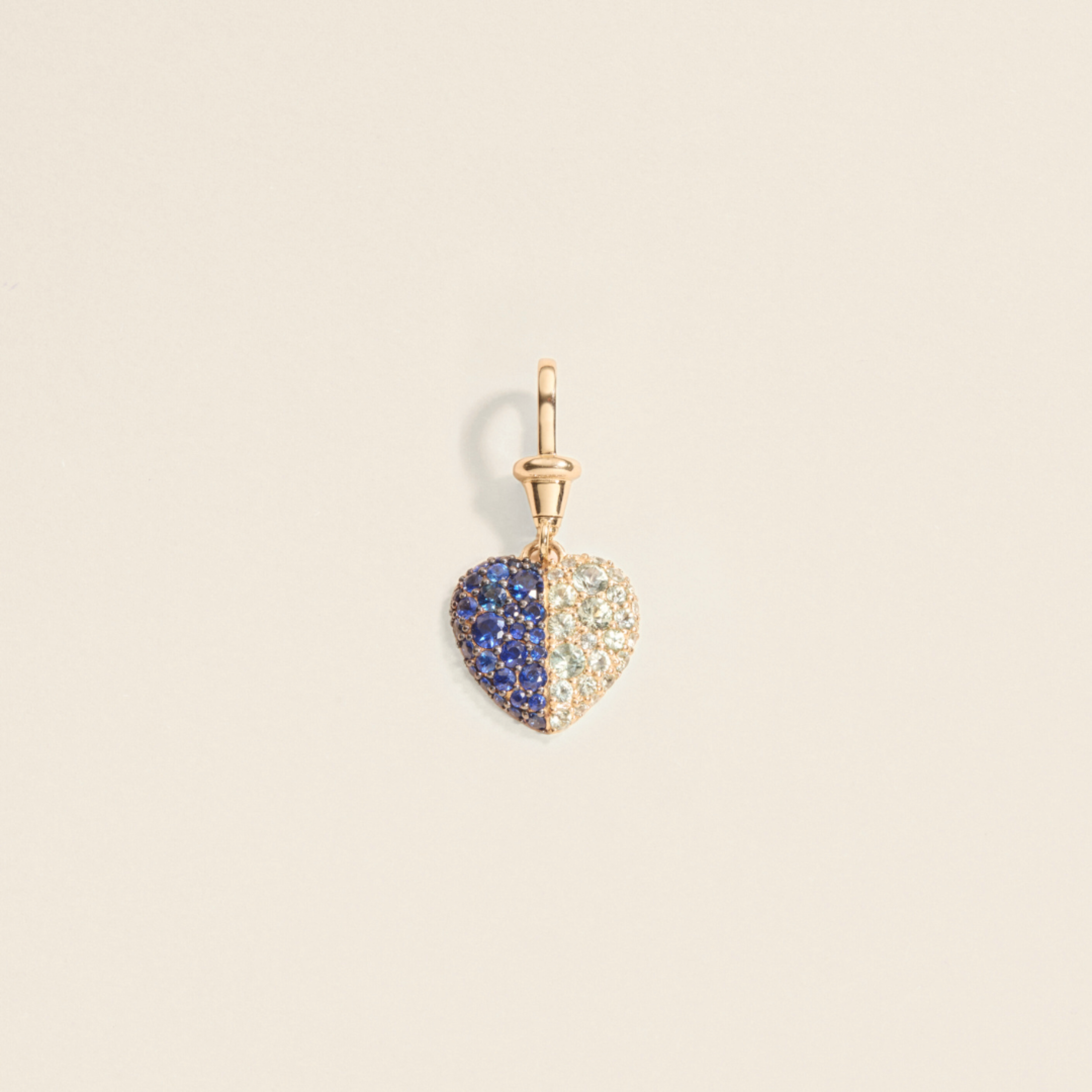Blue and Green Sapphire mini "One in Heart" Pendant