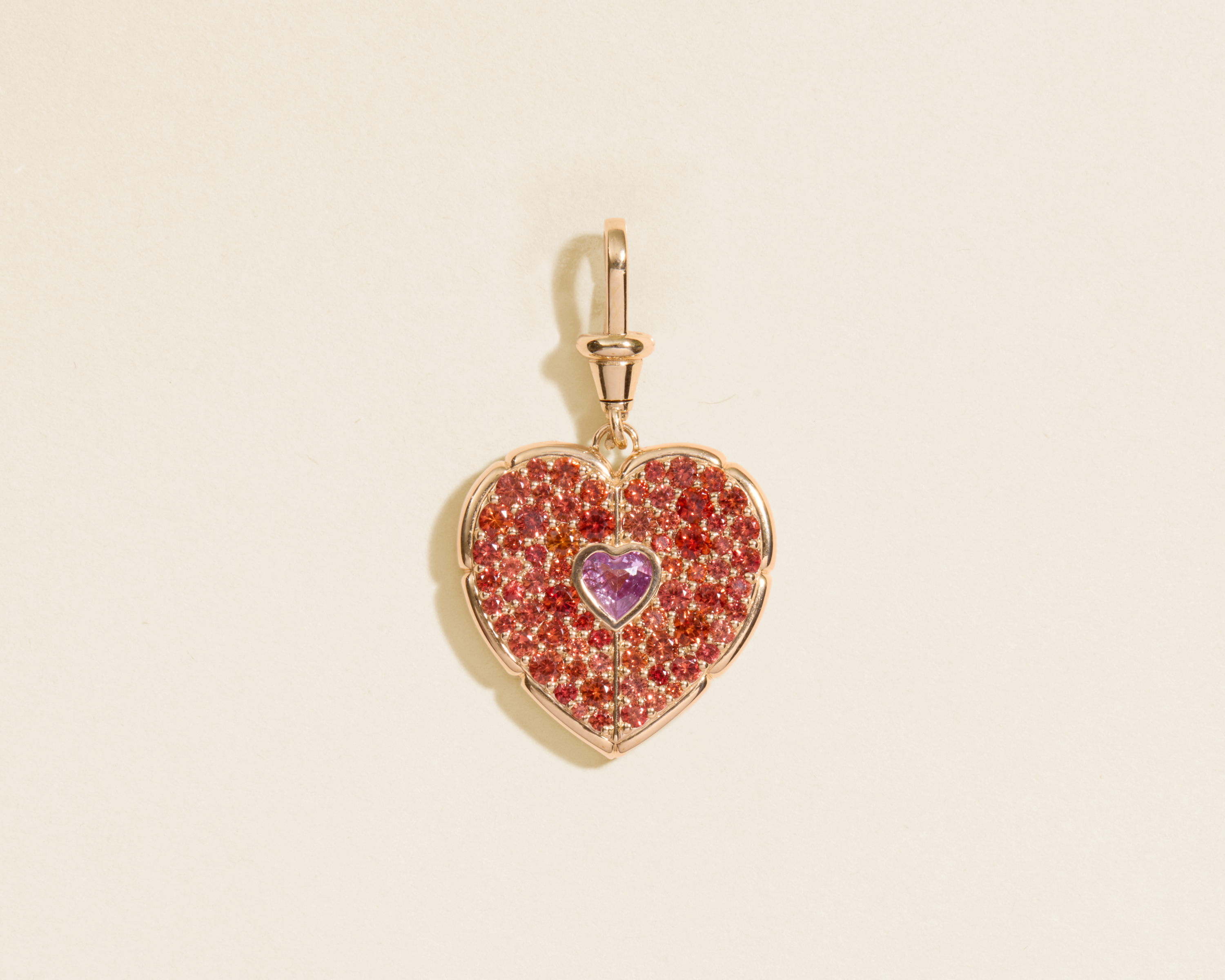 Orange Sapphire "One in Heart" Pendant