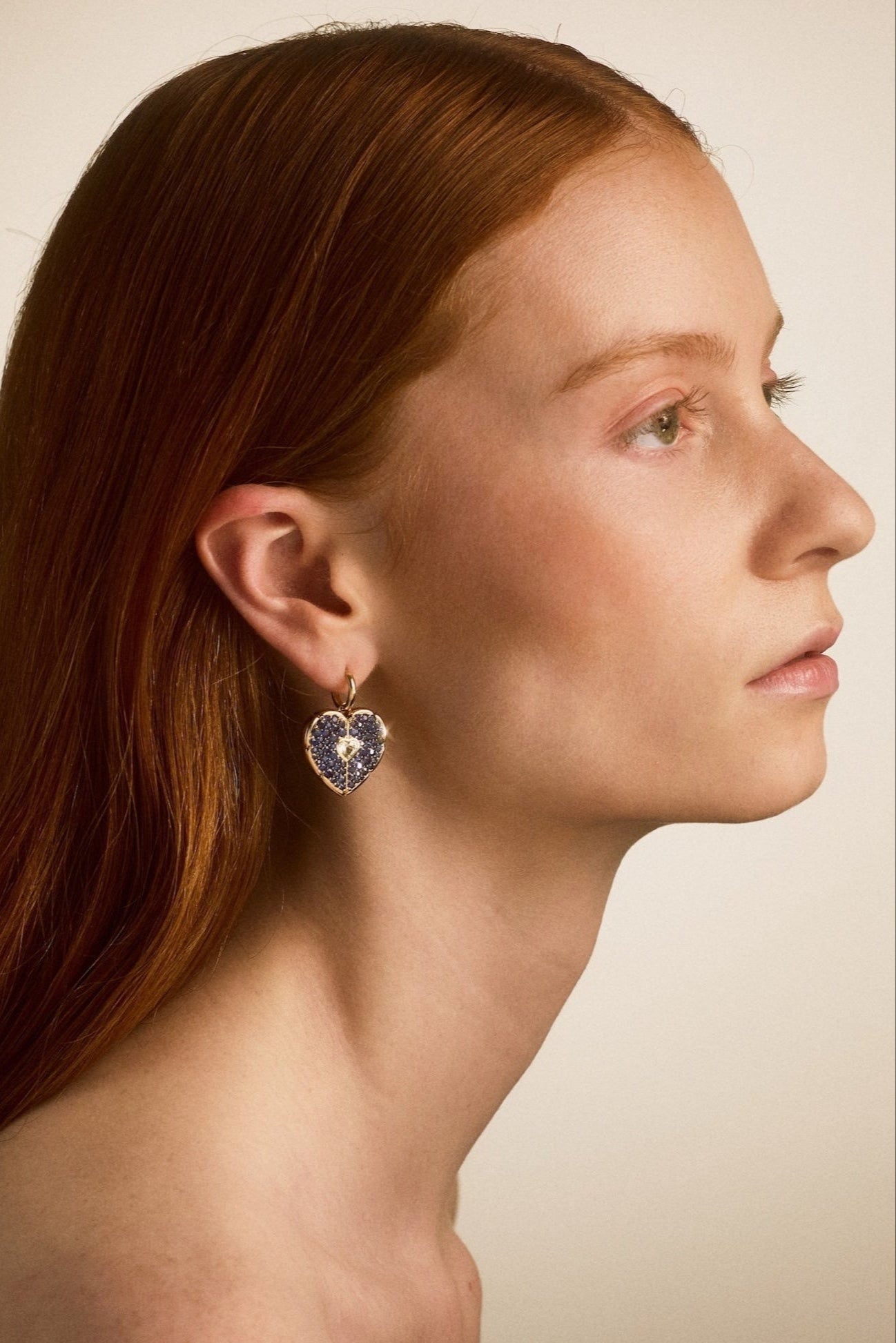 Blue Sapphire "One in Heart" Earring