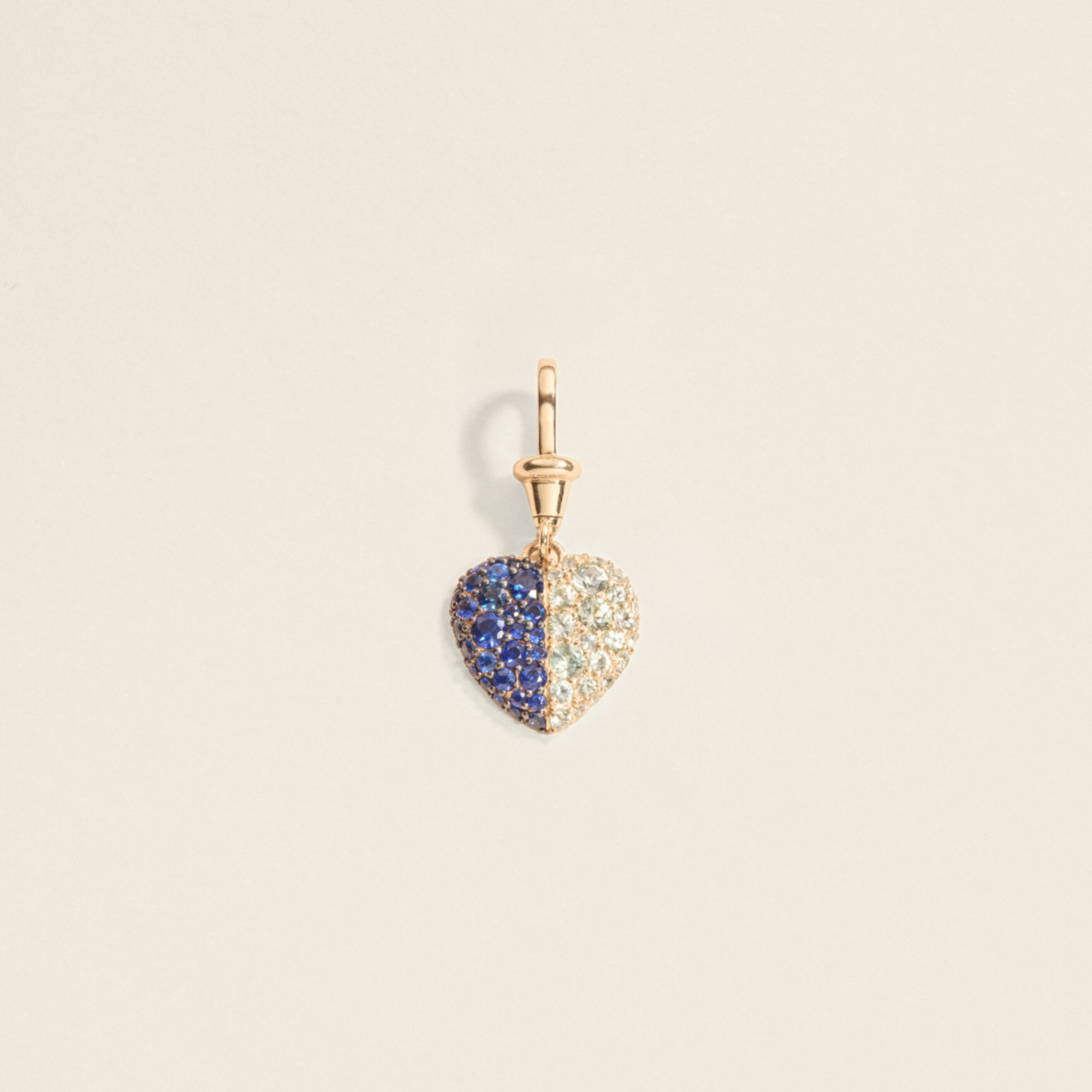 Blue and Green Sapphire mini "One in Heart" Pendant