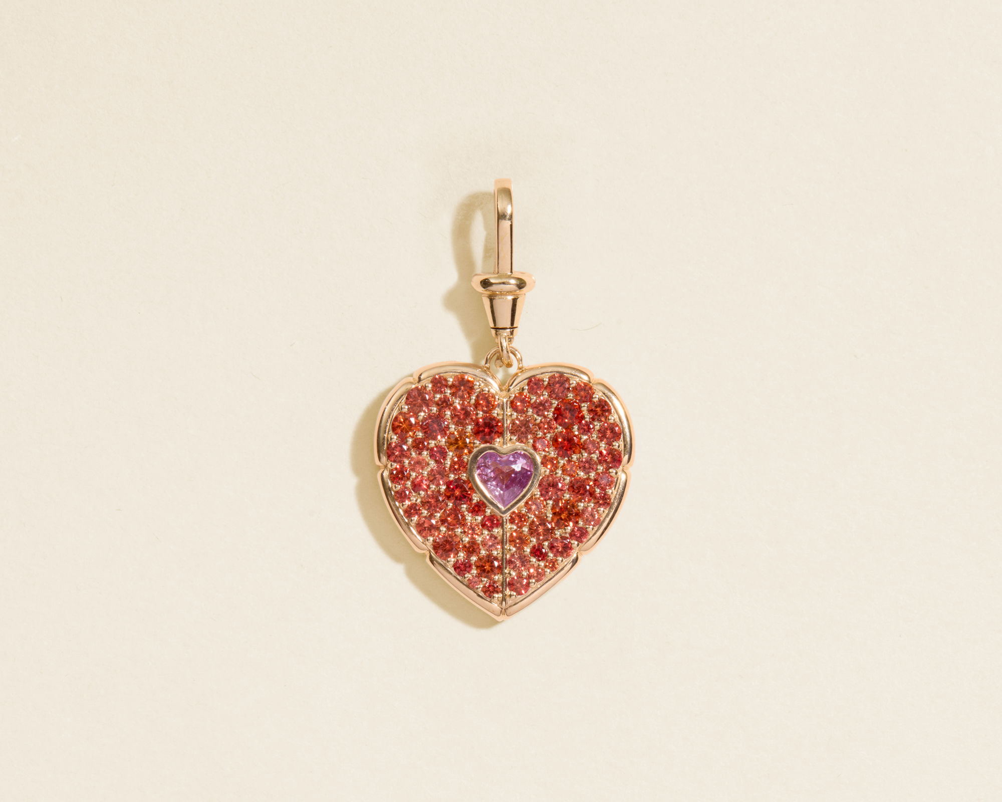 Orange Sapphire "One in Heart" Pendant